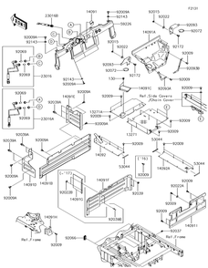 Frame Fittings Diagram and Parts List for KAF620VGF 2016 Kawasaki Lawn Tractor Accessories