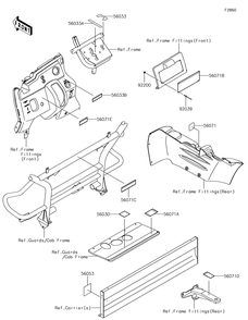 Labels Diagram and Parts List for KAF400NHF 2017 Kawasaki Lawn Tractor Accessories
