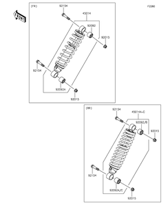 Shock Absorber Diagram and Parts List for KAF820AFF 2015 Kawasaki Lawn Tractor Accessories