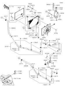 Radiator Diagram and Parts List for KAF620PGF 2016 Kawasaki Lawn Tractor Accessories