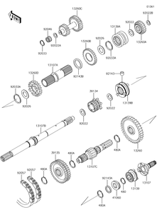 Transmission Diagram and Parts List for KAF620MHF 2017 Kawasaki Lawn Tractor Accessories