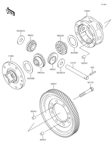 Differential Diagram and Parts List for KAF620RHF 2017 Kawasaki Lawn Tractor Accessories