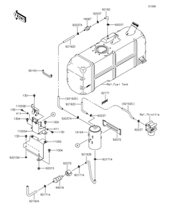 Fuel Evaporative System Diagram and Parts List for KAF620RFF 2015 Kawasaki Lawn Tractor Accessories