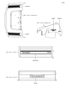 Decals(Khf/Khs) Diagram and Parts List for KAF400KHS 2017 Kawasaki Lawn Tractor Accessories