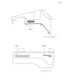 Decals Diagram and Parts List for KAF1000AMFNN 2021 Kawasaki Lawn Tractor Accessories