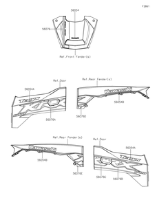 Decals(Cpfnn/Cpfnl) Diagram and Parts List for KRF1000CPFNN 2023 Kawasaki Lawn Tractor Accessories