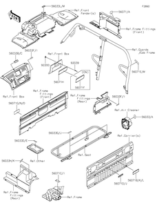 Labels Diagram and Parts List for KAF820CMFNL 2021 Kawasaki Lawn Tractor Accessories