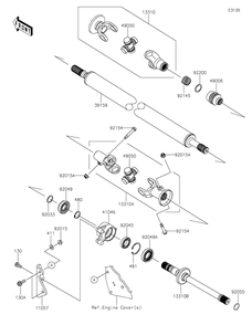 Drive Shaft-Propeller Diagram and Parts List for KRF1000APFNN 2023 Kawasaki Lawn Tractor Accessories