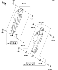 Shock Absorber Diagram and Parts List for KRT750DCF 2012 Kawasaki Lawn Tractor Accessories