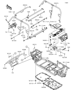 Guards/Cab Frame Diagram and Parts List for KAF820JGF 2016 Kawasaki Lawn Tractor Accessories