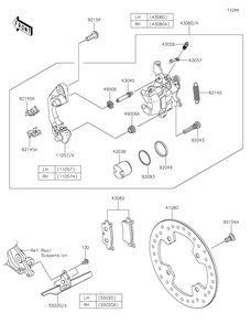 Rear Brake Diagram and Parts List for KRF1000CPFNN 2023 Kawasaki Lawn Tractor Accessories
