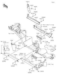 Side Covers/Chain Cover Diagram and Parts List for KAF620XJF 2018 Kawasaki Lawn Tractor Accessories