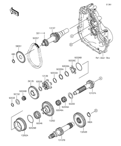 Transmission Diagram and Parts List for KAF400AGF 2016 Kawasaki Lawn Tractor Accessories