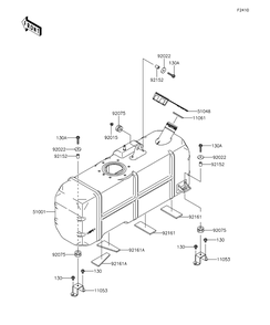 Fuel Tank Diagram and Parts List for KAF620RFF 2015 Kawasaki Lawn Tractor Accessories