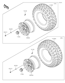 Wheels/Tires Diagram and Parts List for KAF820CMFNL 2021 Kawasaki Lawn Tractor Accessories