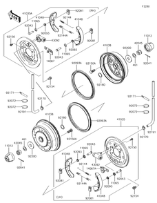Front Hubs/Brakes Diagram and Parts List for KAF620TJF 2018 Kawasaki Lawn Tractor Accessories
