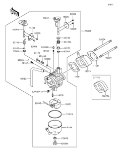 Carburetor Diagram and Parts List for KAF400DFF 2015 Kawasaki Lawn Tractor Accessories