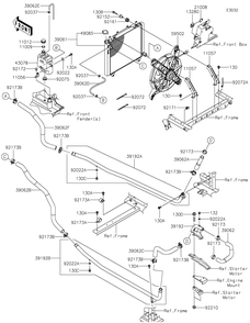 Radiator Diagram and Parts List for KAF820AJF 2018 Kawasaki Lawn Tractor Accessories
