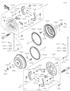 Front Hubs/Brakes Diagram and Parts List for KAF620WMFNN 2021 Kawasaki Lawn Tractor Accessories