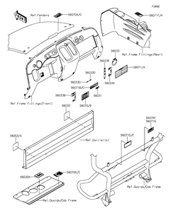 Labels Diagram and Parts List for KAF400EGF 2016 Kawasaki Lawn Tractor Accessories