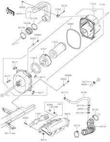 Air Cleaner Diagram and Parts List for KAF820EJF 2018 Kawasaki Lawn Tractor Accessories