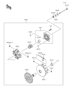 Drive Converter Diagram and Parts List for KAF400EDF 2013 Kawasaki Lawn Tractor Accessories