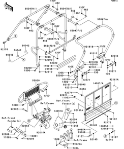 Guards/Cab Frame Diagram and Parts List for KAF620RDFA 2013 Kawasaki Lawn Tractor Accessories