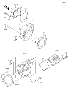 Cylinder Head Diagram and Parts List for KAF620VGF 2016 Kawasaki Lawn Tractor Accessories