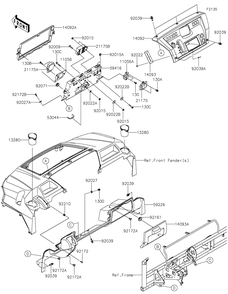Front Box Diagram and Parts List for KAF1000BMFNN 2021 Kawasaki Lawn Tractor Accessories