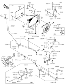 Radiator Diagram and Parts List for KAF620RHF 2017 Kawasaki Lawn Tractor Accessories