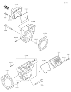 Cylinder Head Diagram and Parts List for KAF620MLF 2020 Kawasaki Lawn Tractor Accessories