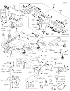 Chassis Electrical Equipment Diagram and Parts List for KAF620TJF 2018 Kawasaki Lawn Tractor Accessories