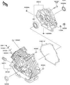 Crankcase Diagram and Parts List for KAF400AFF 2015 Kawasaki Lawn Tractor Accessories