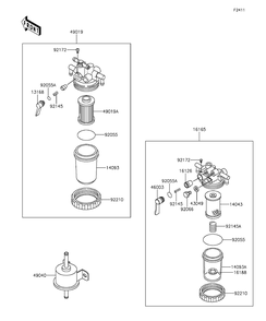 Fuel Filter Diagram and Parts List for KAF1000EGF 2016 Kawasaki Lawn Tractor Accessories