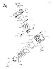 Cylinder/Piston Diagram and Parts List for KRF800GJF 2018 Kawasaki Lawn Tractor Accessories