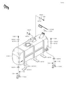 Fuel Tank Diagram and Parts List for KAF620XJF 2018 Kawasaki Lawn Tractor Accessories