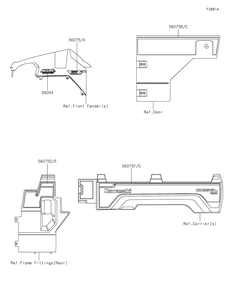 Decals(Green) Diagram and Parts List for KAF1000EMFNN 2021 Kawasaki Lawn Tractor Accessories