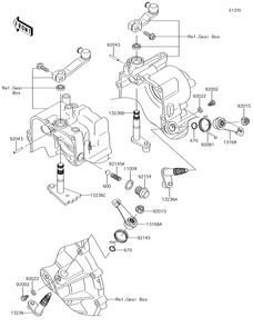Gear Change Mechanism Diagram and Parts List for KAF620SGF 2016 Kawasaki Lawn Tractor Accessories