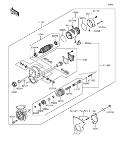 Starter Motor Diagram and Parts List for KAF1000CHF 2017 Kawasaki Lawn Tractor Accessories