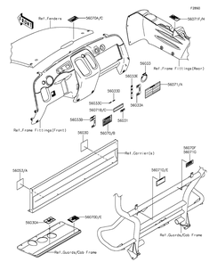 Labels Diagram and Parts List for KAF400AGF 2016 Kawasaki Lawn Tractor Accessories