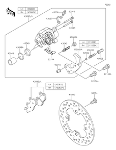 Front Brake Diagram and Parts List for KAF820BJF 2018 Kawasaki Lawn Tractor Accessories