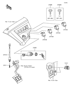 Ignition Switch Diagram and Parts List for KAF1000FGF 2016 Kawasaki Lawn Tractor Accessories