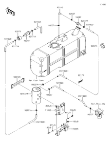 Fuel Evaporative System Diagram and Parts List for KAF620MHF 2017 Kawasaki Lawn Tractor Accessories