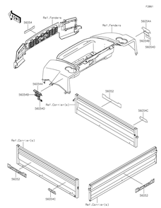 Decals Diagram and Parts List for KAF620ZMFNN 2021 Kawasaki Lawn Tractor Accessories