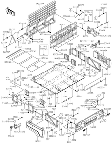 Carrier Diagram and Parts List for KAF1000AHF 2017 Kawasaki Lawn Tractor Accessories
