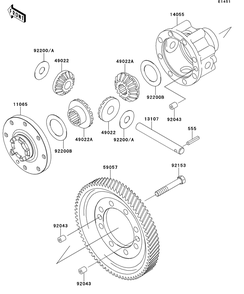 Differential Diagram and Parts List for KAF950GDF 2013 Kawasaki Lawn Tractor Accessories