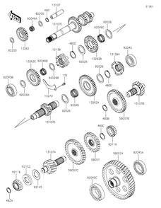 Part Location Diagram of 13107-0931 Kawasaki Shaft, Input