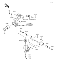 Suspension Diagram and Parts List for KAF400DFF 2015 Kawasaki Lawn Tractor Accessories