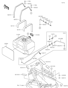 Fuel Tank Diagram and Parts List for KRF800FJF 2018 Kawasaki Lawn Tractor Accessories