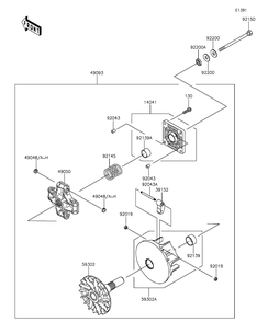 Drive Converter Diagram and Parts List for KAF400FGF 2016 Kawasaki Lawn Tractor Accessories
